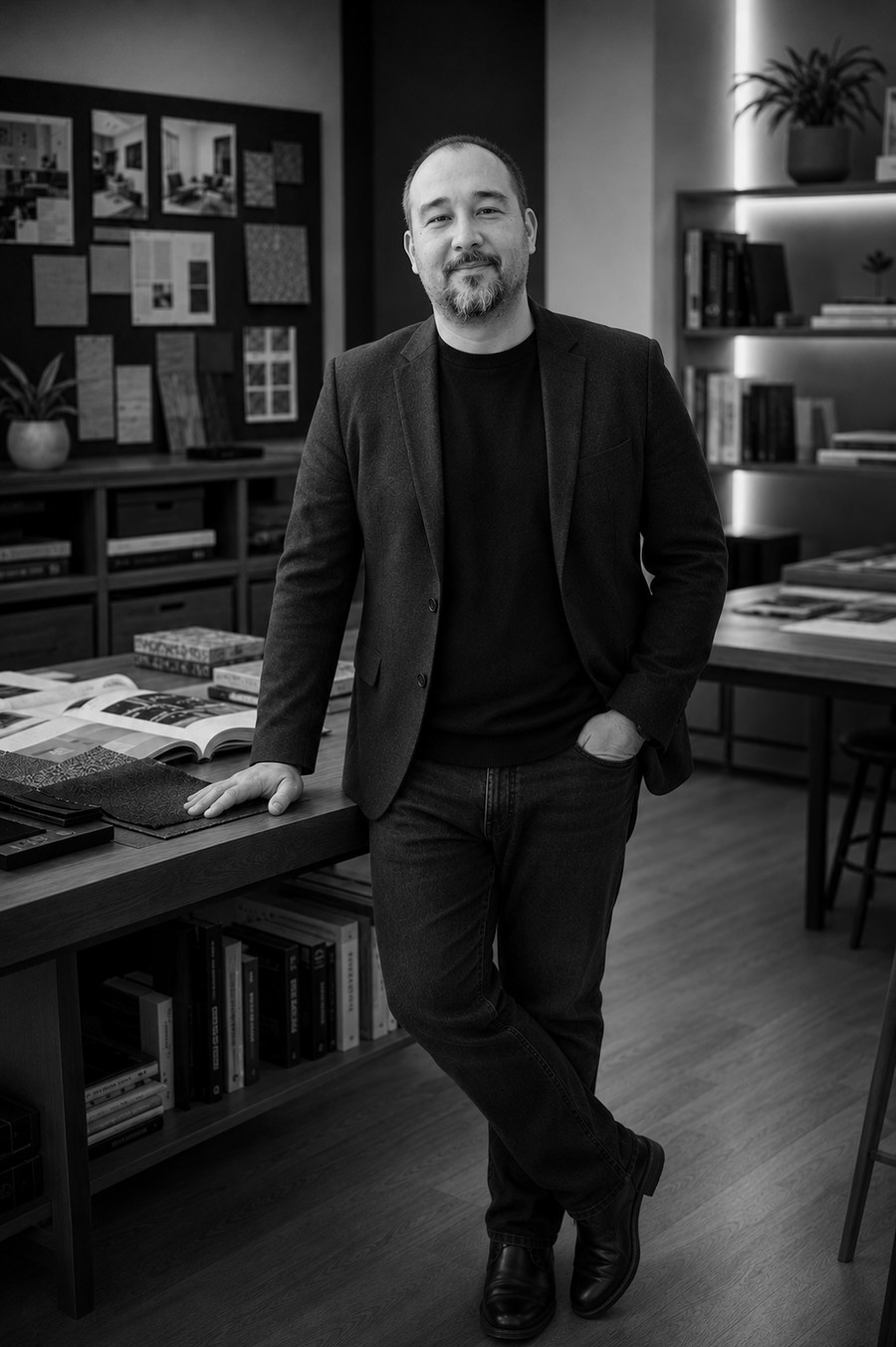 Emmett Sati in his materials library