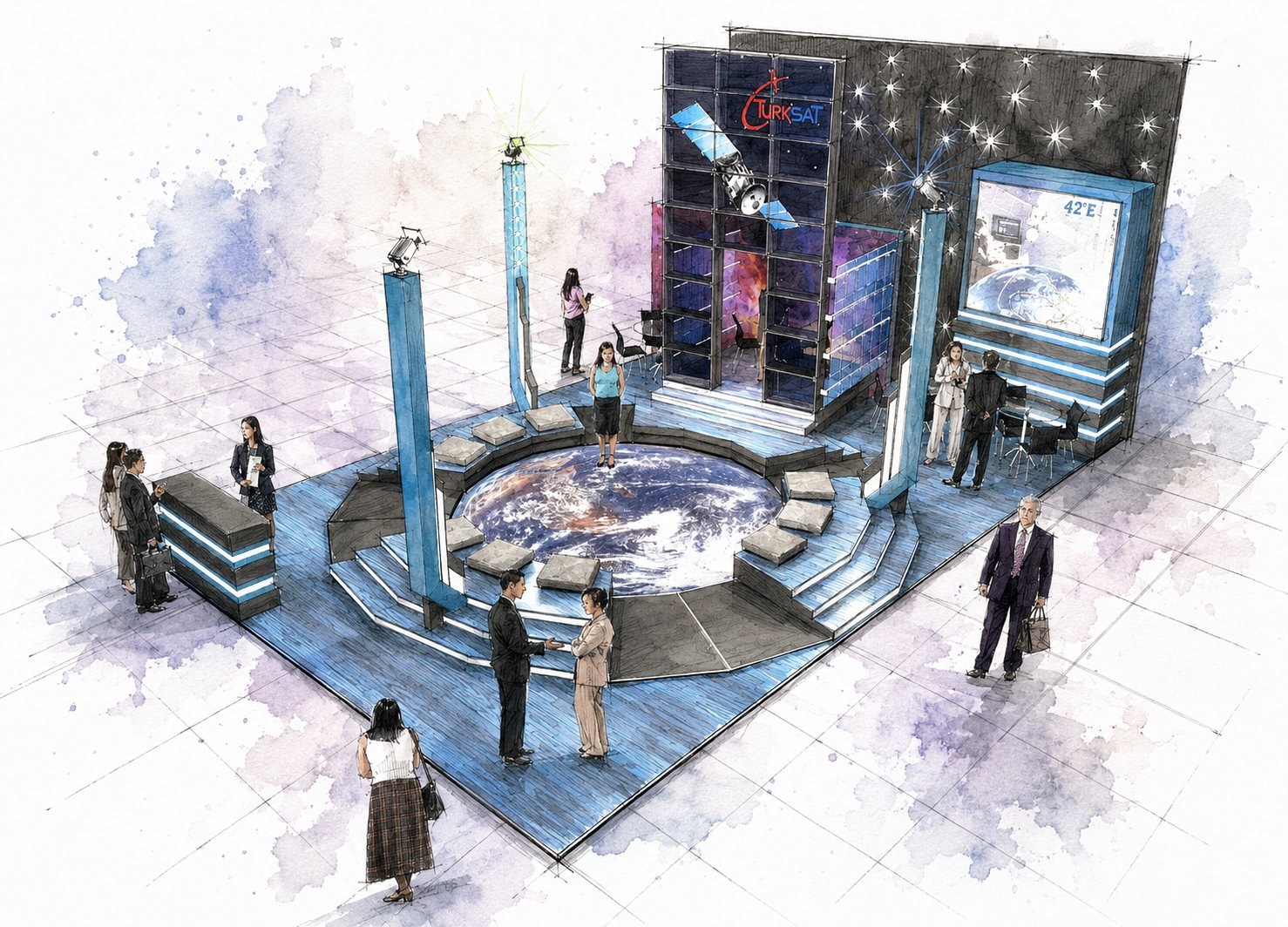 Exhibition stand — Türksat Satellite — concept perspective, 2005